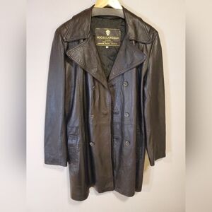 Firenze Black Leather Trench Coat